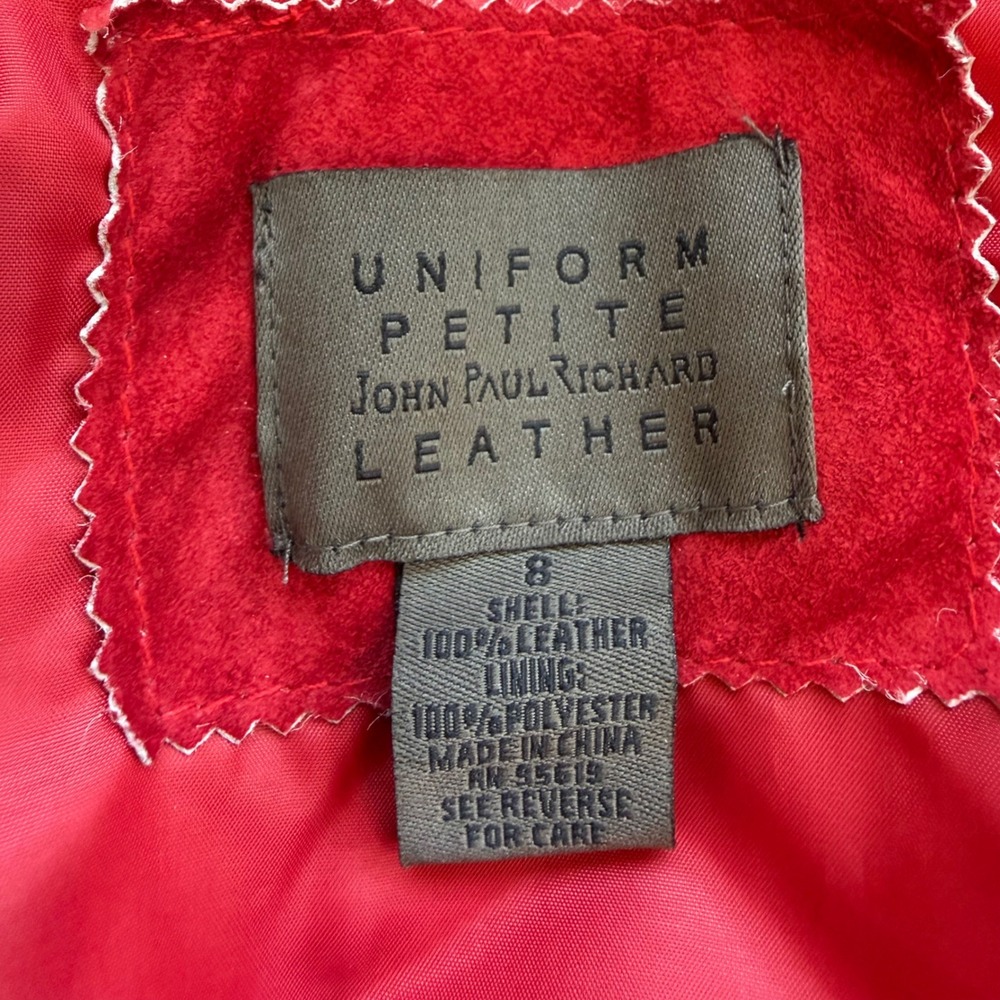 John Paul Richard Red Suede Leather Jacket Zip Front Womens Size 8 Vintage - Picture 5 of 10